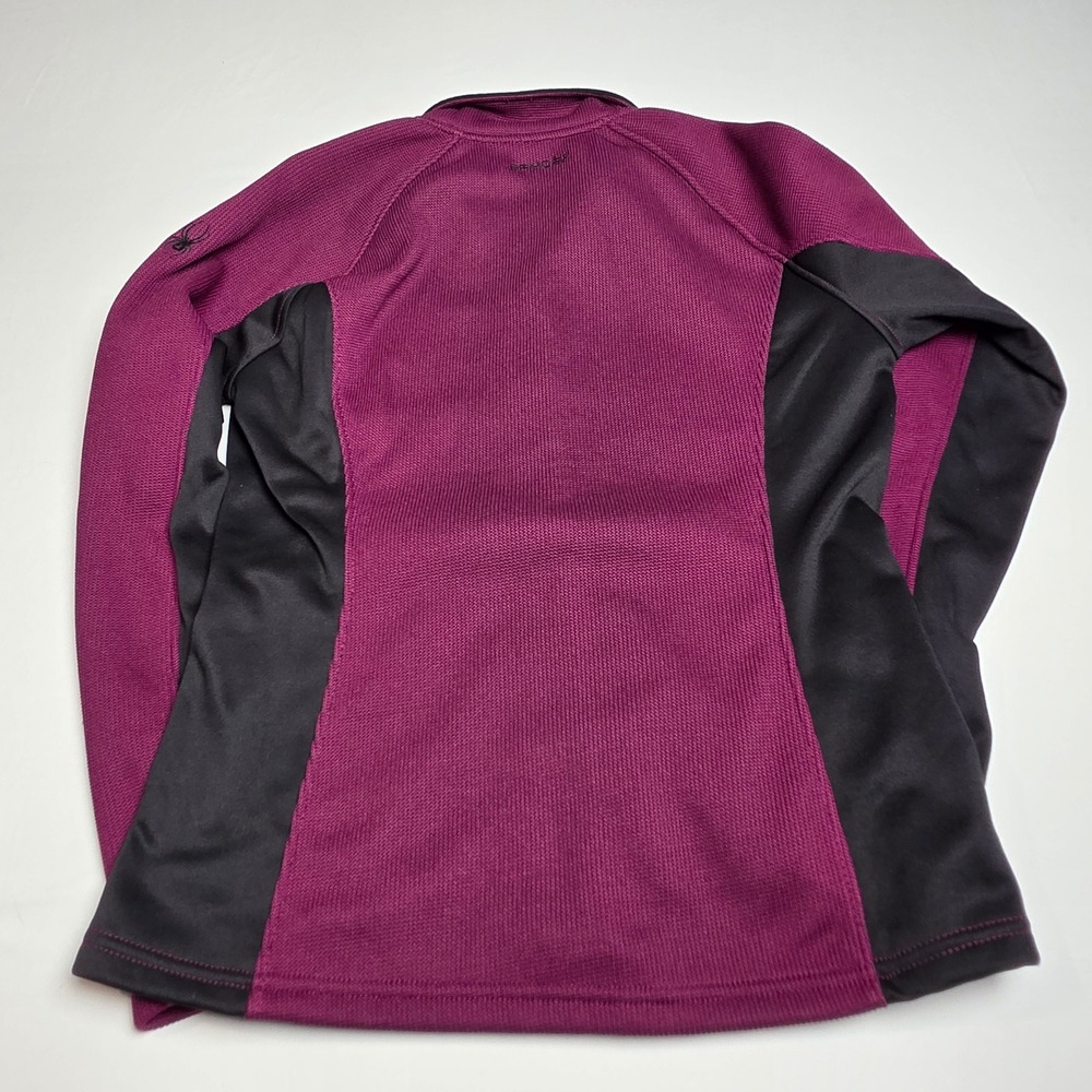 Spyder Full Zip Jacket Womens Lg Berry Black Waffle Knit Activewear Fleece Lined - Picture 5 of 7